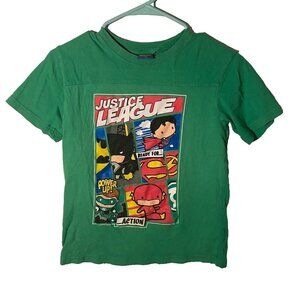 Justice League Boy's Ready For Action Green Cotton‎ Tee- Sz 14/16